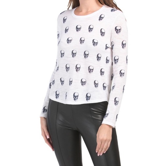 Skull Cashmere‎ white cotton kalissa skull long sleeves tee shirt size XS - Picture 1 of 6